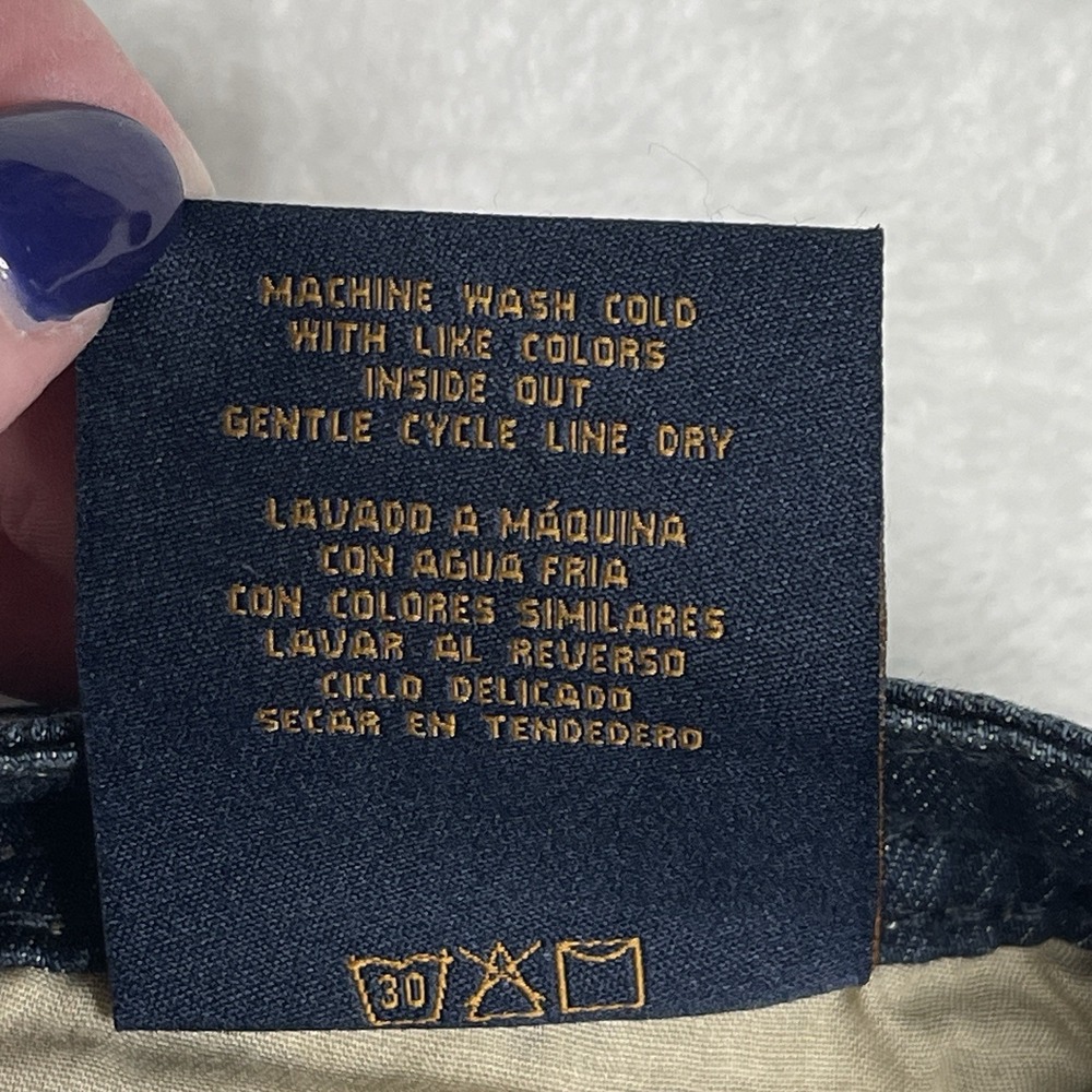 Seven7 Jean Shorts Size 12 Dark Denim Mid Length Embellished Pocket Casual - Picture 7 of 11